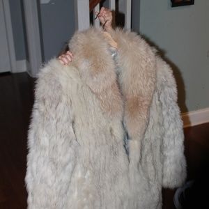 White Fox Fur Coat Size XL REAL FOX!